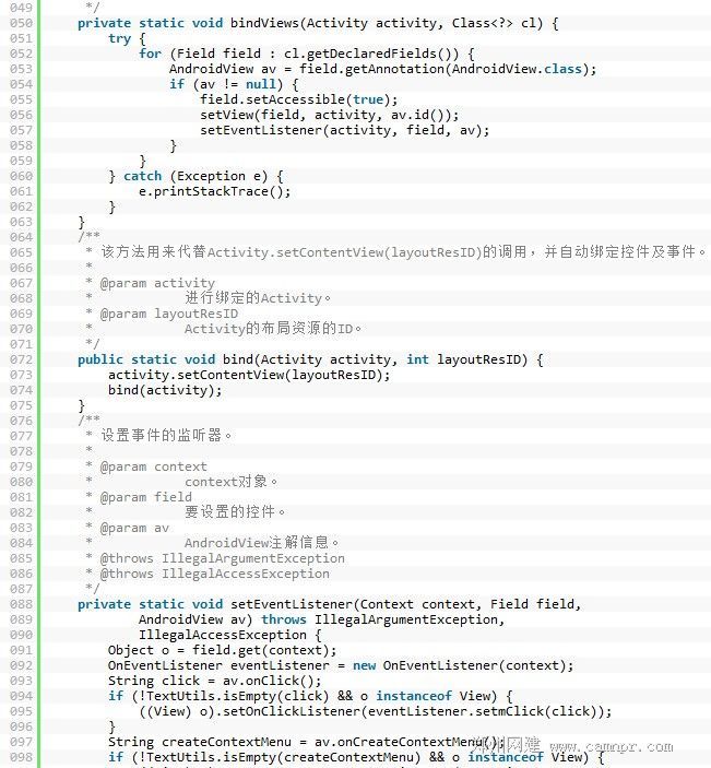 Android绑定添加了注解的控件，及其事件方法 郑州网建